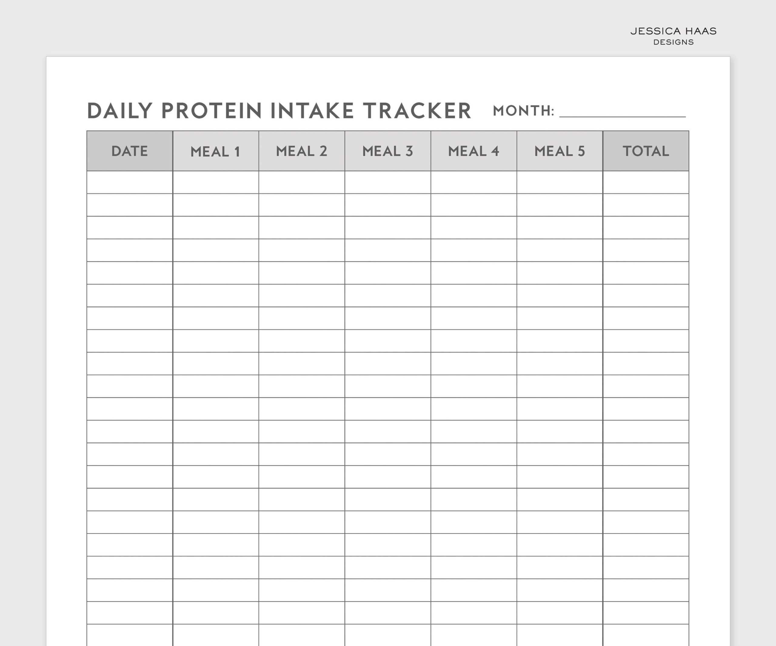 Daily Protein Intake Tracker - Printable Instant Download, Keto regarding Free Printable Protein Tracker