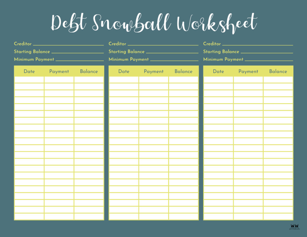 Debt Trackers &amp;amp; Debt Snowball Worksheets - 44 Pages | Printabulls inside Free Printable Debt Payment Tracker