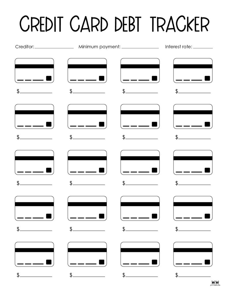 Debt Trackers &amp;amp; Debt Snowball Worksheets - 44 Pages | Printabulls pertaining to Credit Card Tracker Printable Free