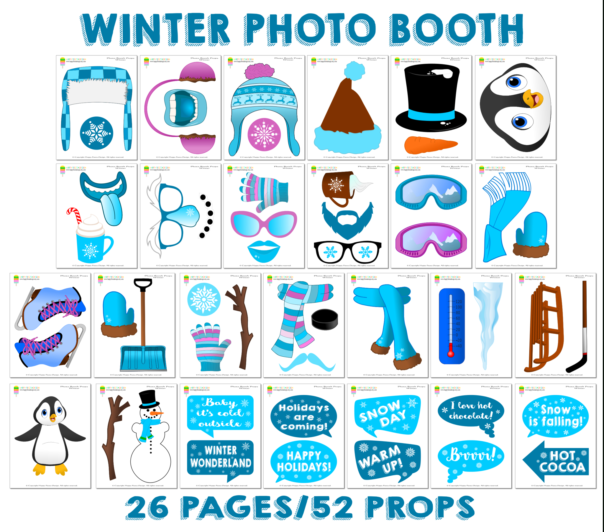 Discount Printable Winter Photo Booth Props On Sale Free Printable with Winter Photo Booth Props Printable