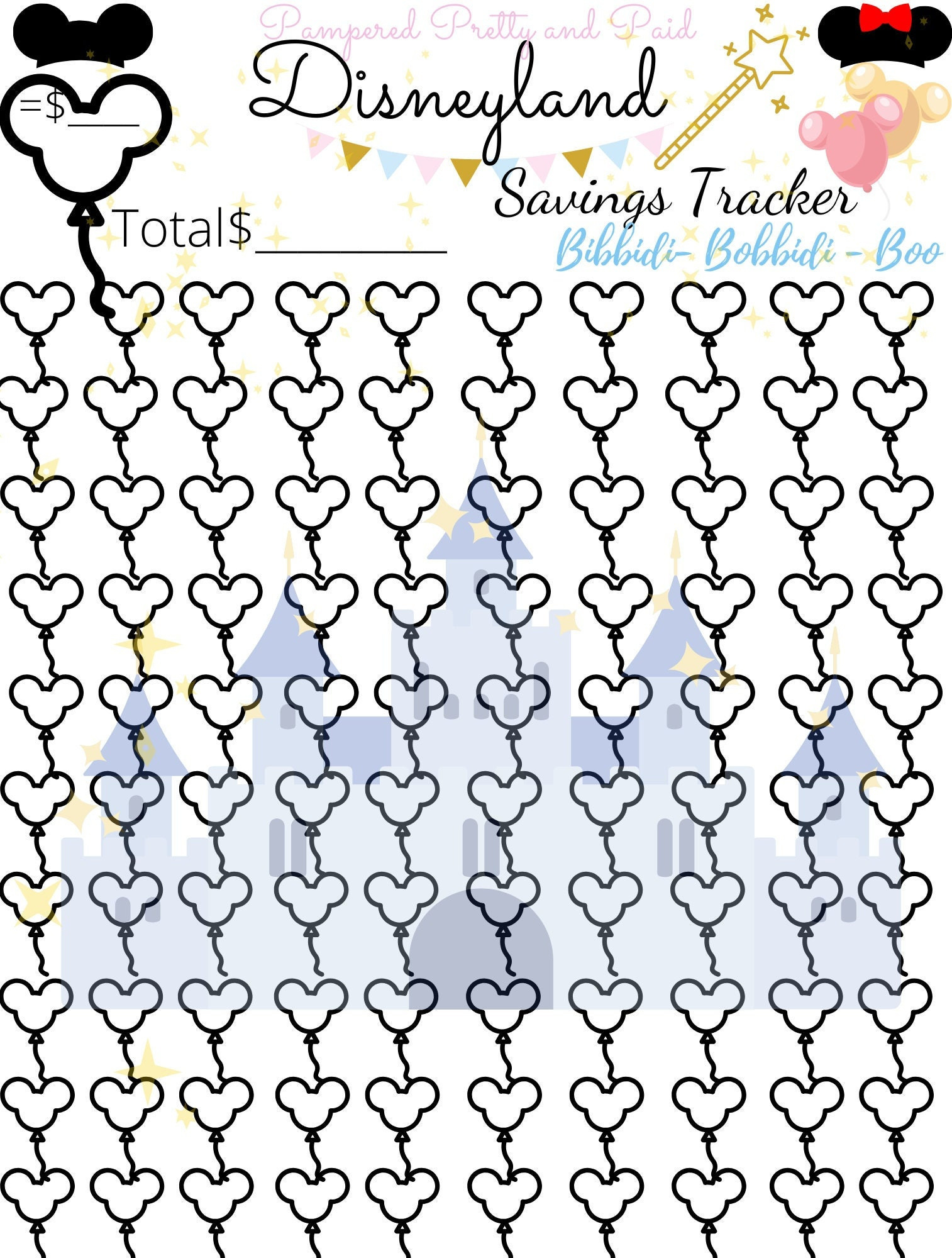 Disneyland Spar Tracker - Etsy.de within Free Printable Disney Savings Tracker