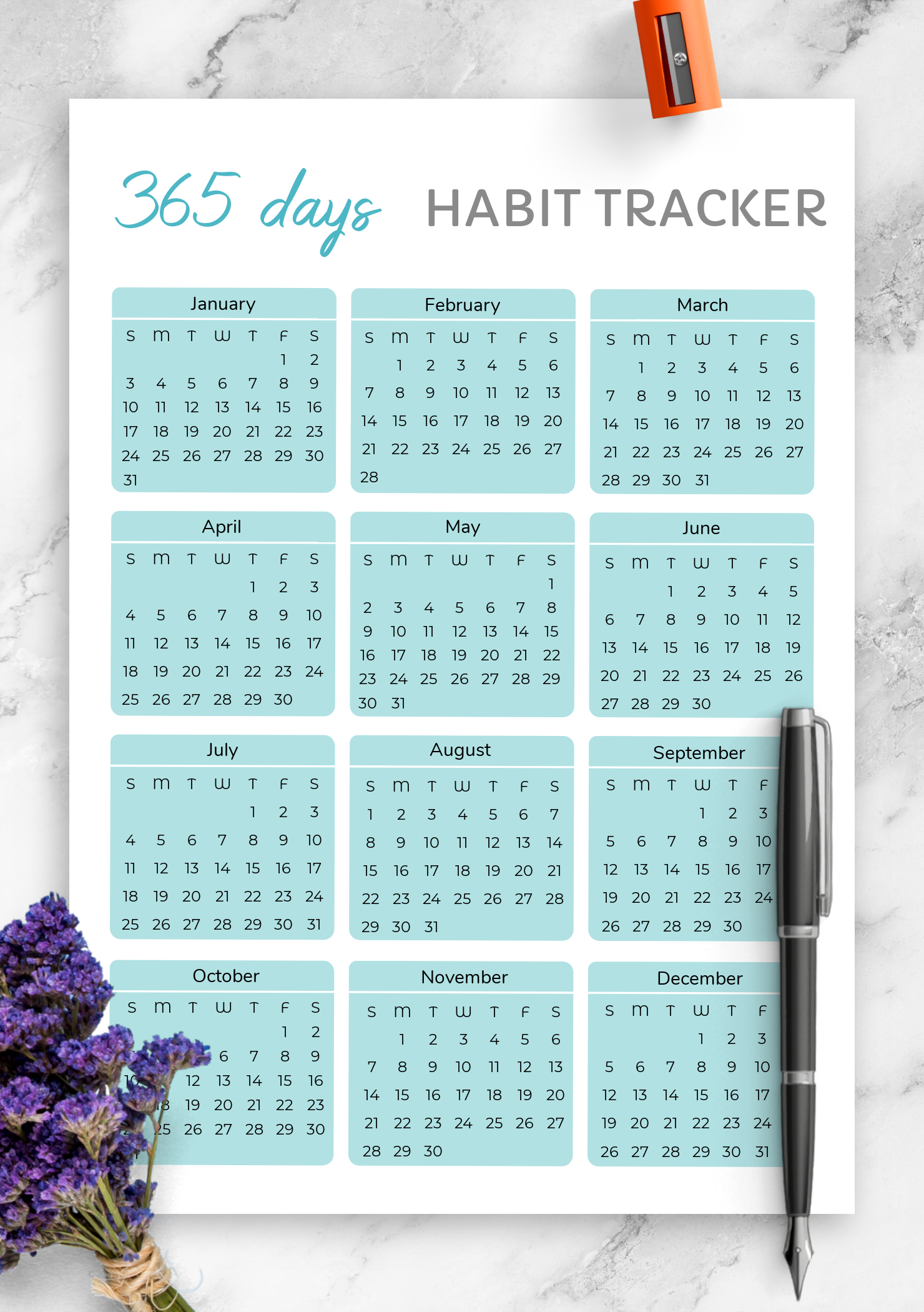 Download Printable 365 Days Habit Tracker Template Pdf within 365 Day Habit Tracker Printable Free
