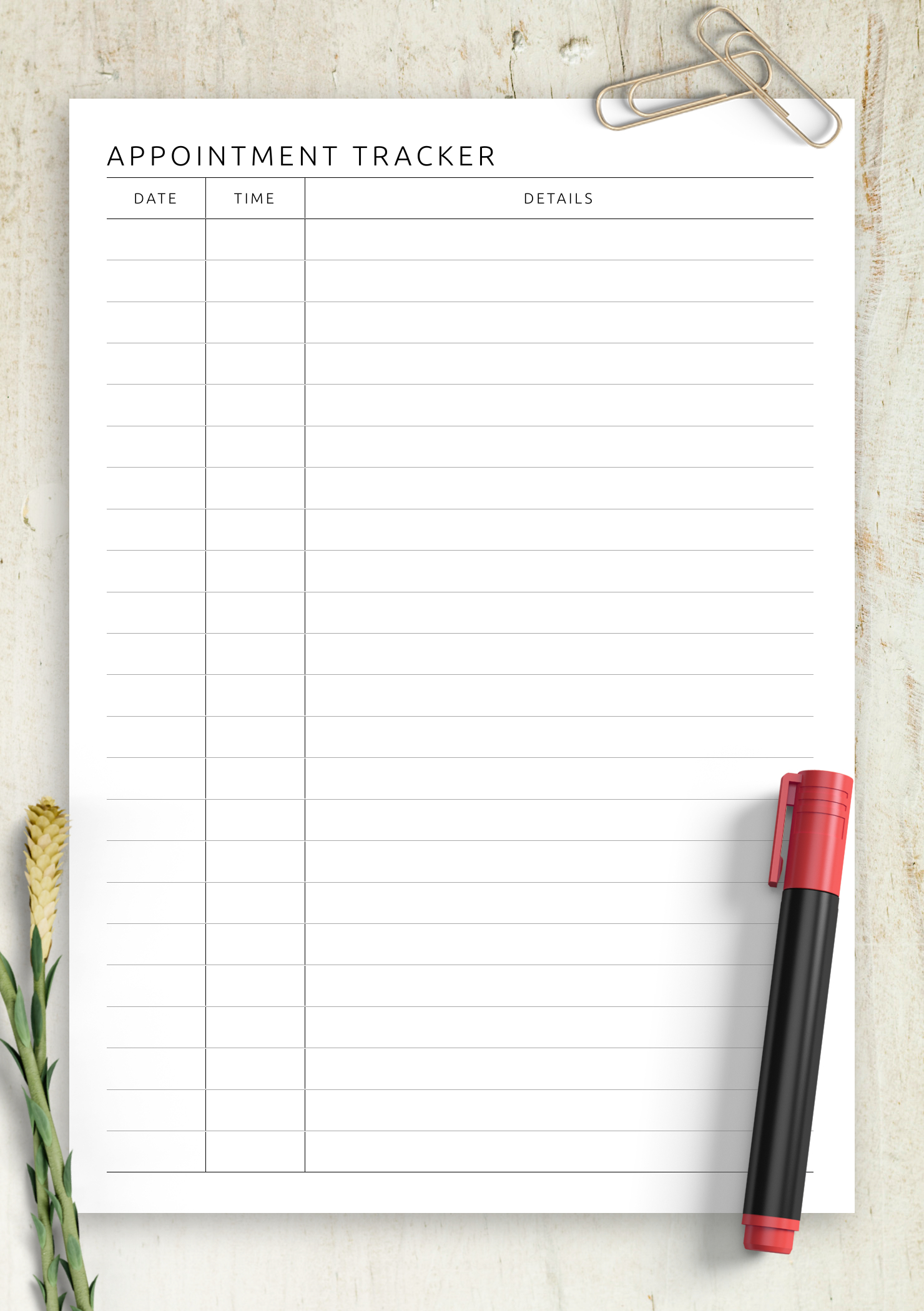 Download Printable Appointment Tracker Template Pdf within Free Printable Appointment Tracker