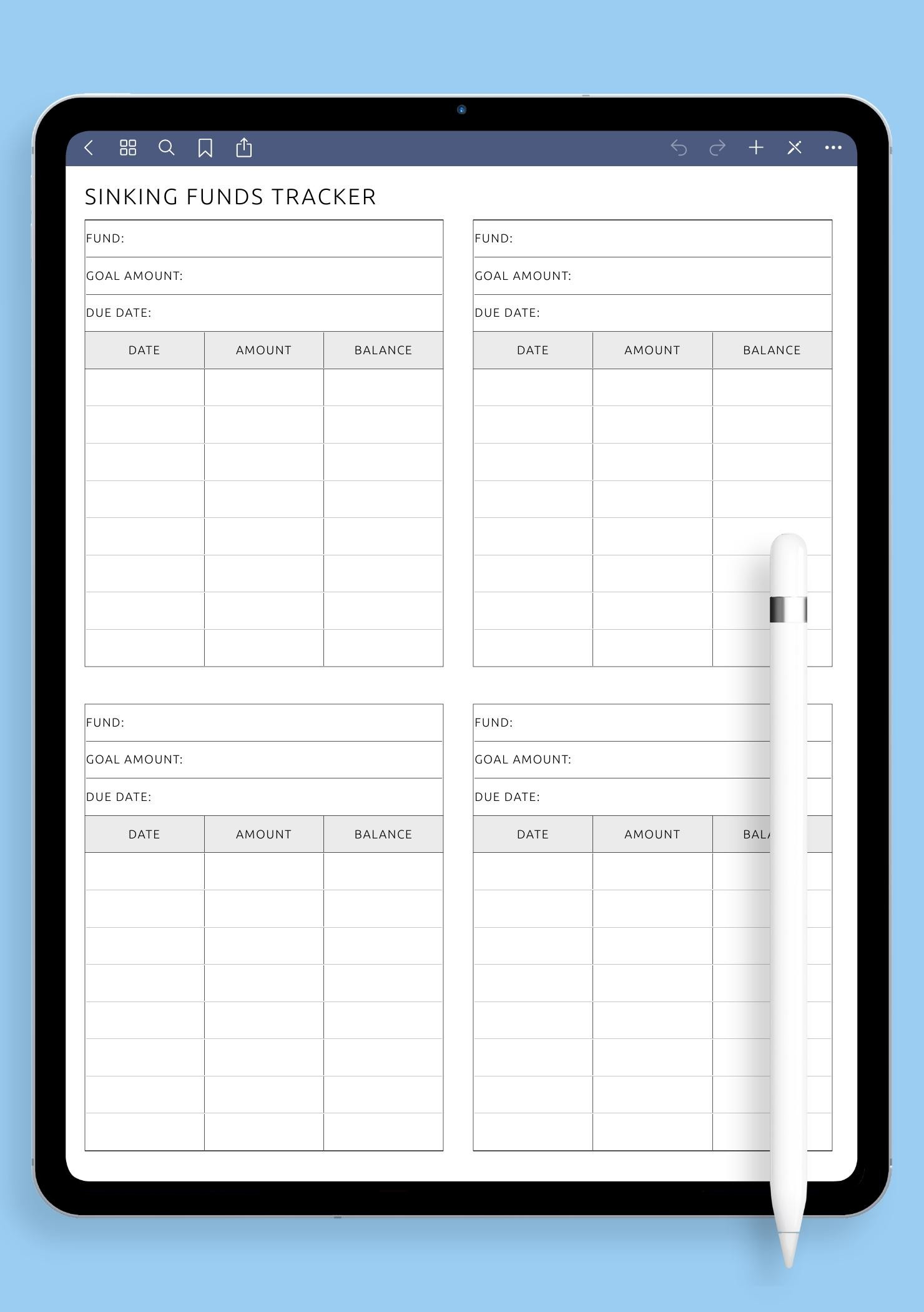 Download Printable Blank Sinking Funds Tracker Template Pdf within Free Printable Sinking Funds Tracker