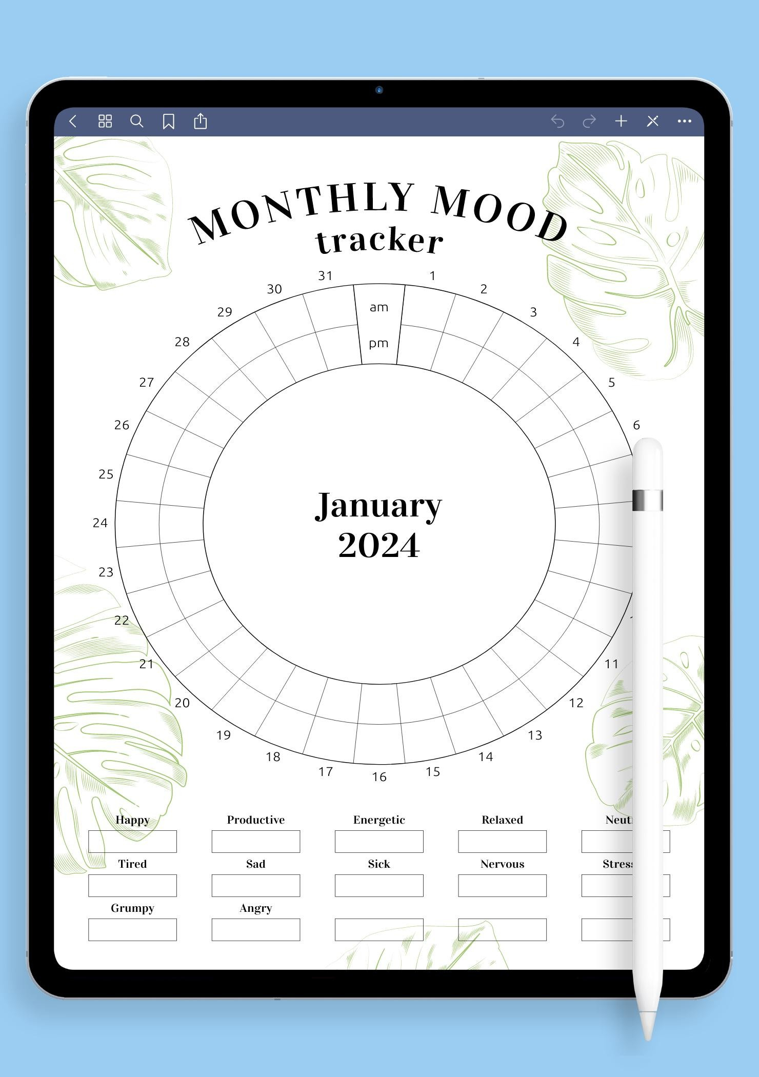 Download Printable Circular Mood Tracker Template Pdf regarding Mood Tracking Chart Printable