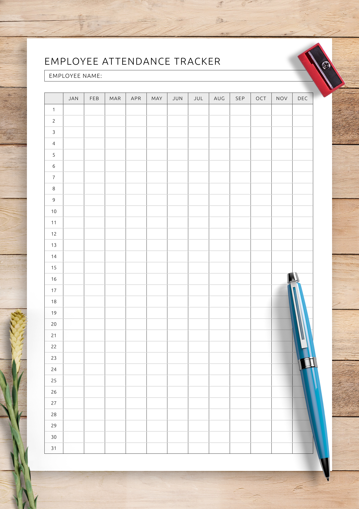 Download Printable Employee Attendance Tracker Template Pdf inside Printable Employee Attendance Tracker