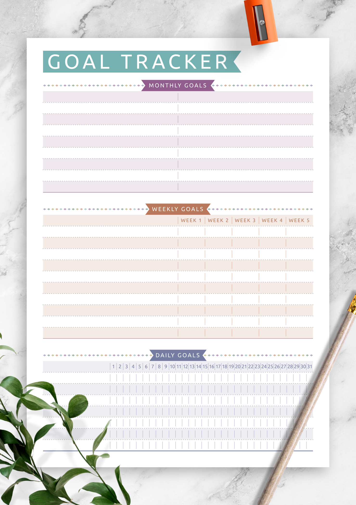 Download Printable Goal Tracker - Casual Style Pdf throughout Weekly Goal Tracker Printable