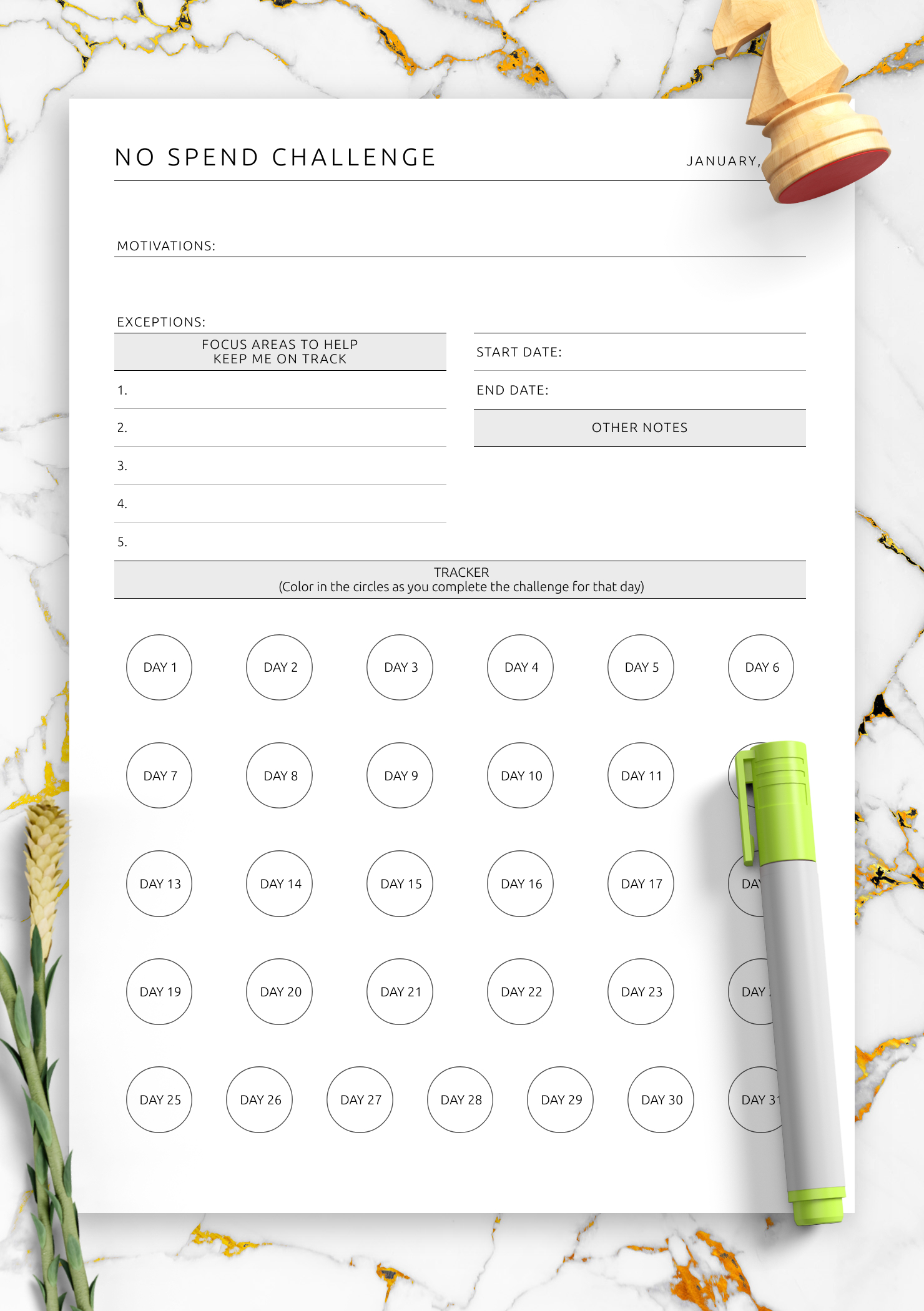 Download Printable Monthly No Spend Challenge Tracker Template Pdf in No Spend Tracker Printable
