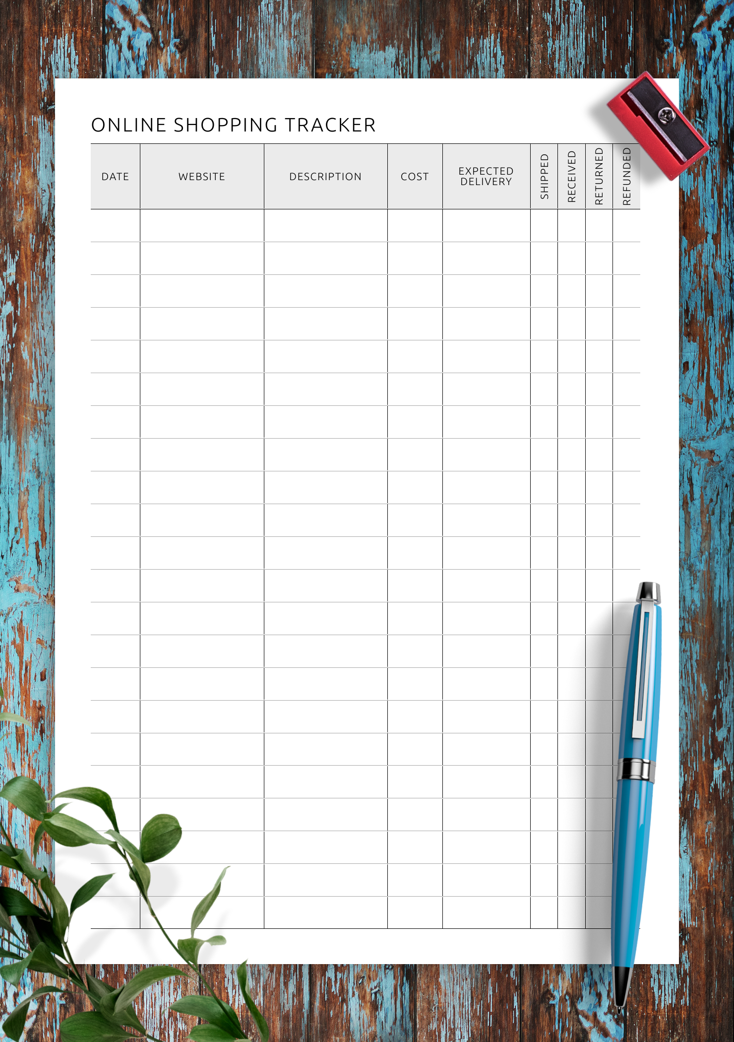 Download Printable Online Shopping Tracker Pdf inside Online Shopping Tracker Printable