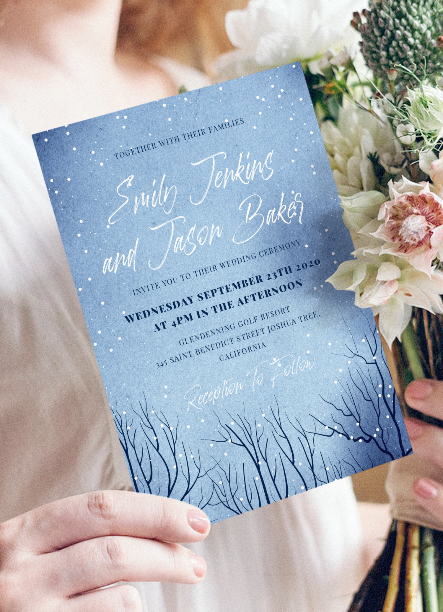 Download Printable Snowfall Winter Wedding Invitation Pdf in Printable Winter Wedding Invitations