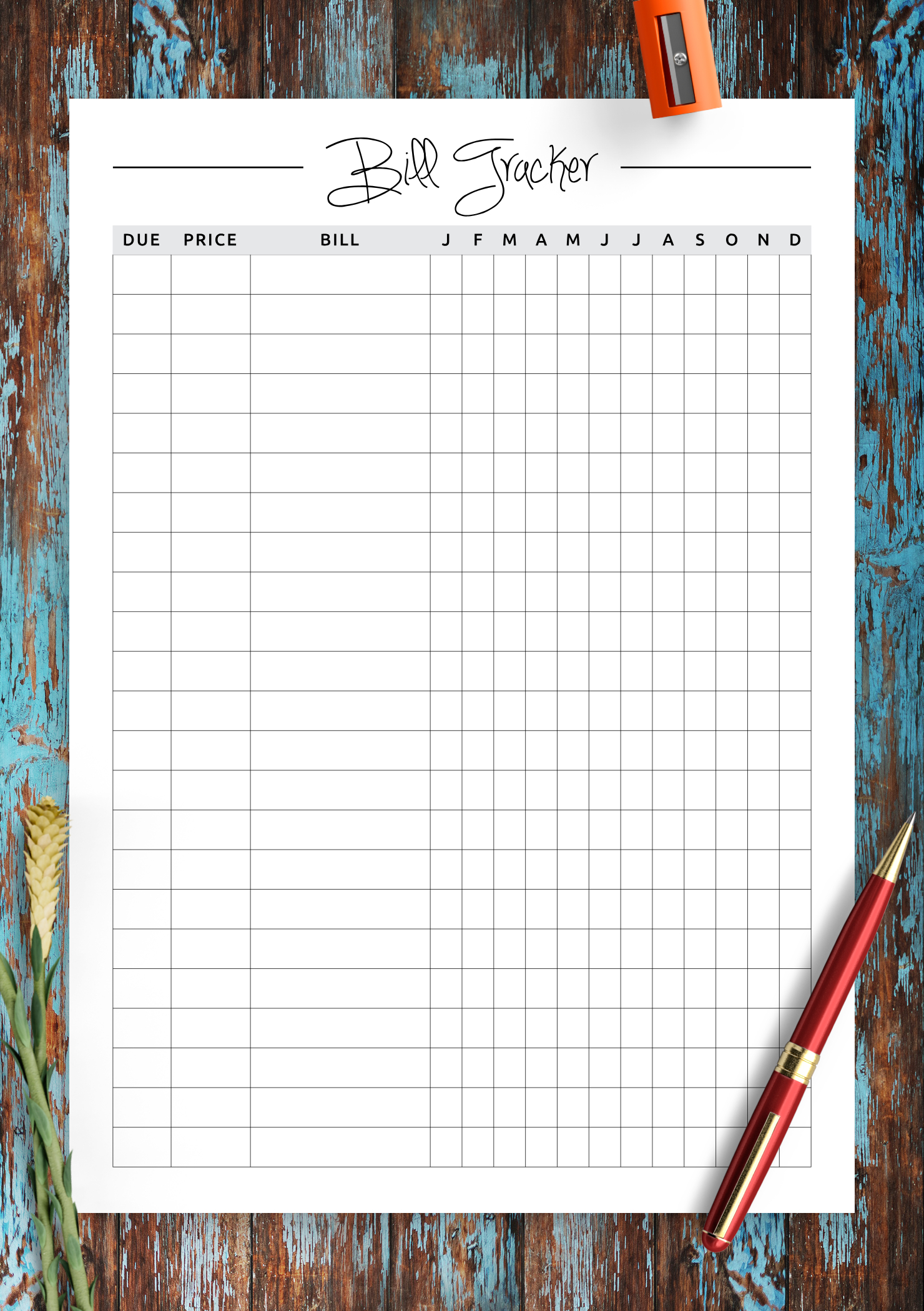 Download Printable Square Grid Monthly Bill Tracker Pdf pertaining to Free Printable Bill Tracking Sheets