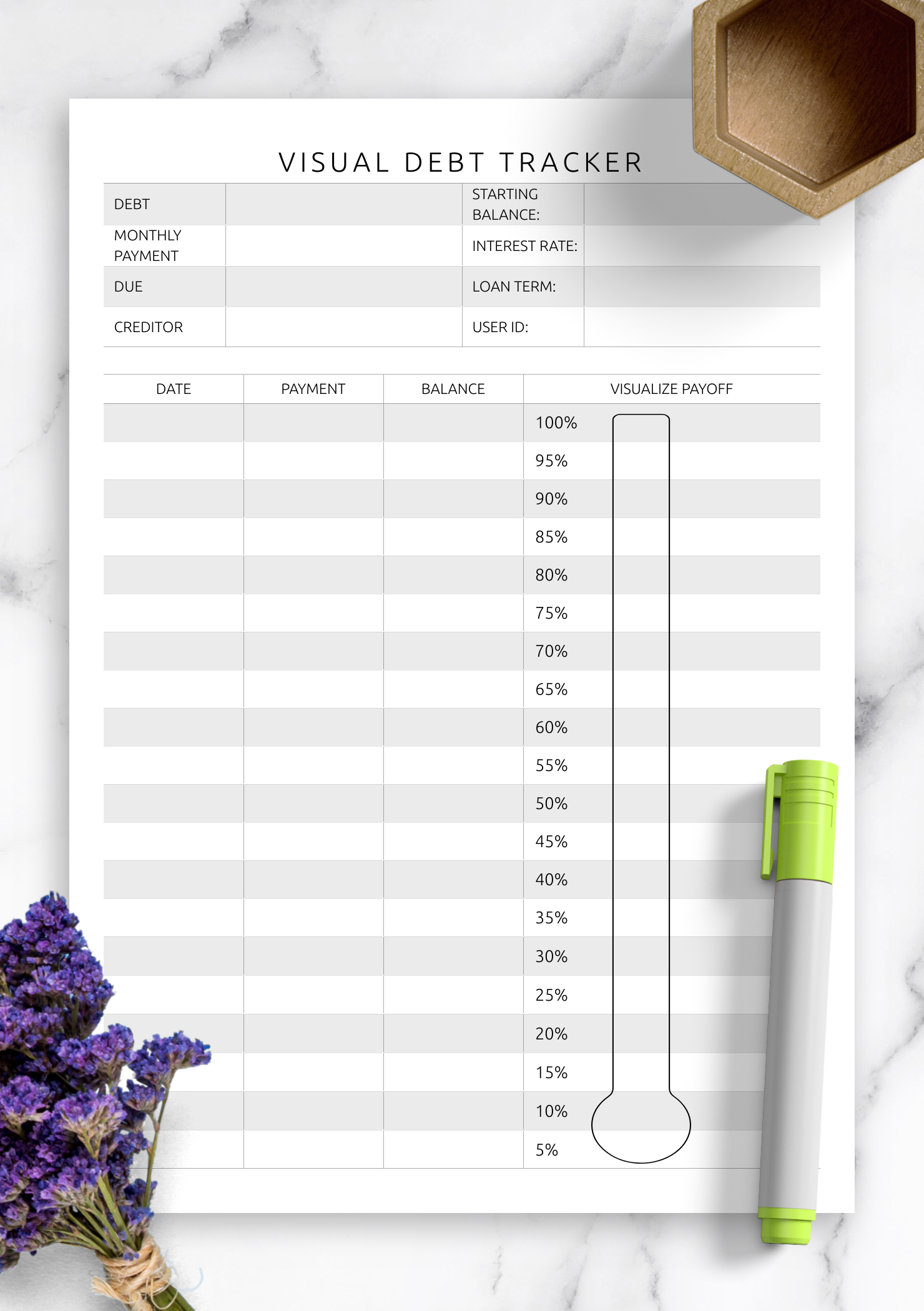 Download Printable Visual Debt Tracker Template Pdf within Pdf Debt Tracker Printable