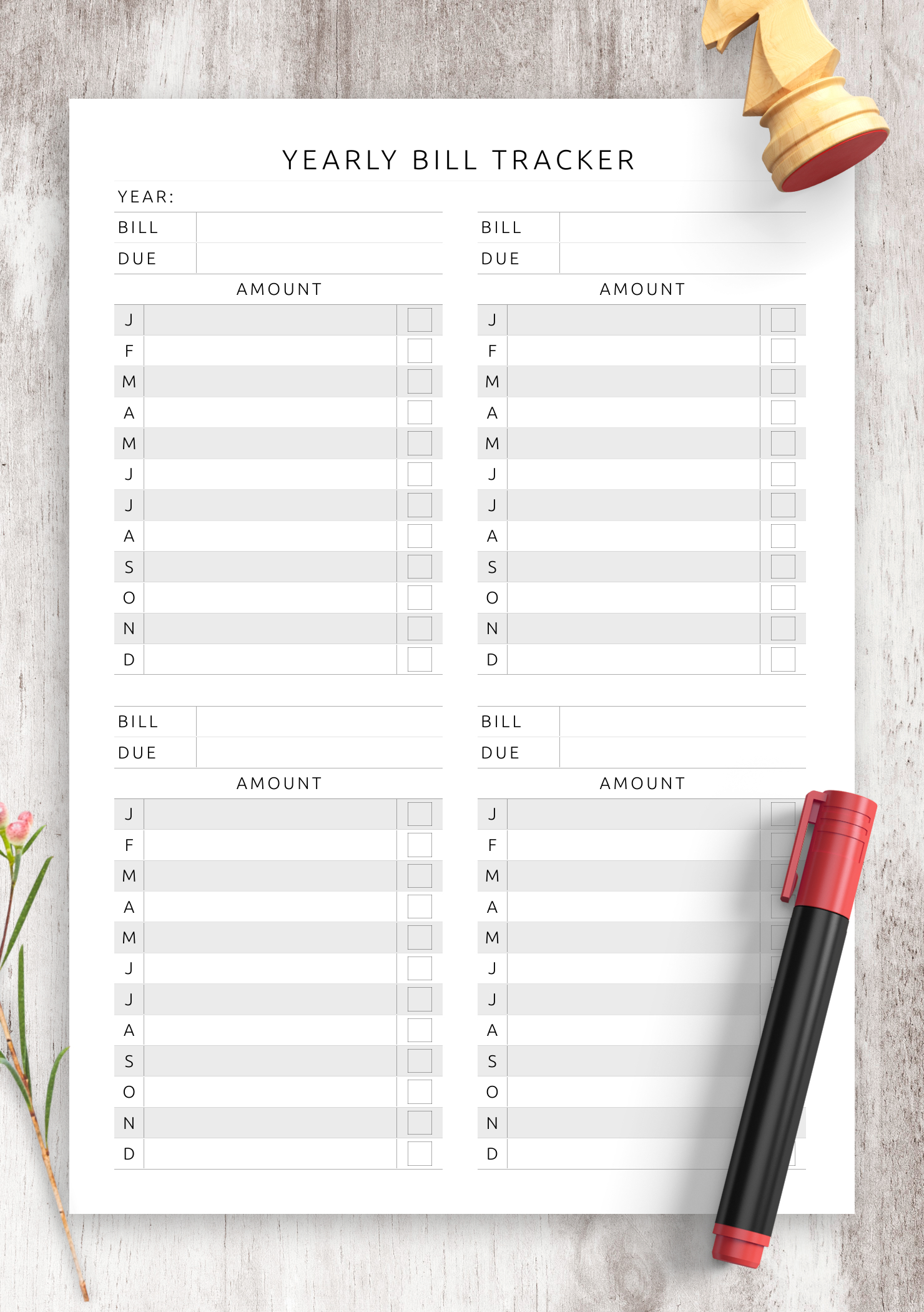 Download Printable Yearly Bill Tracker Template Pdf in Yearly Bill Tracker Printable Free