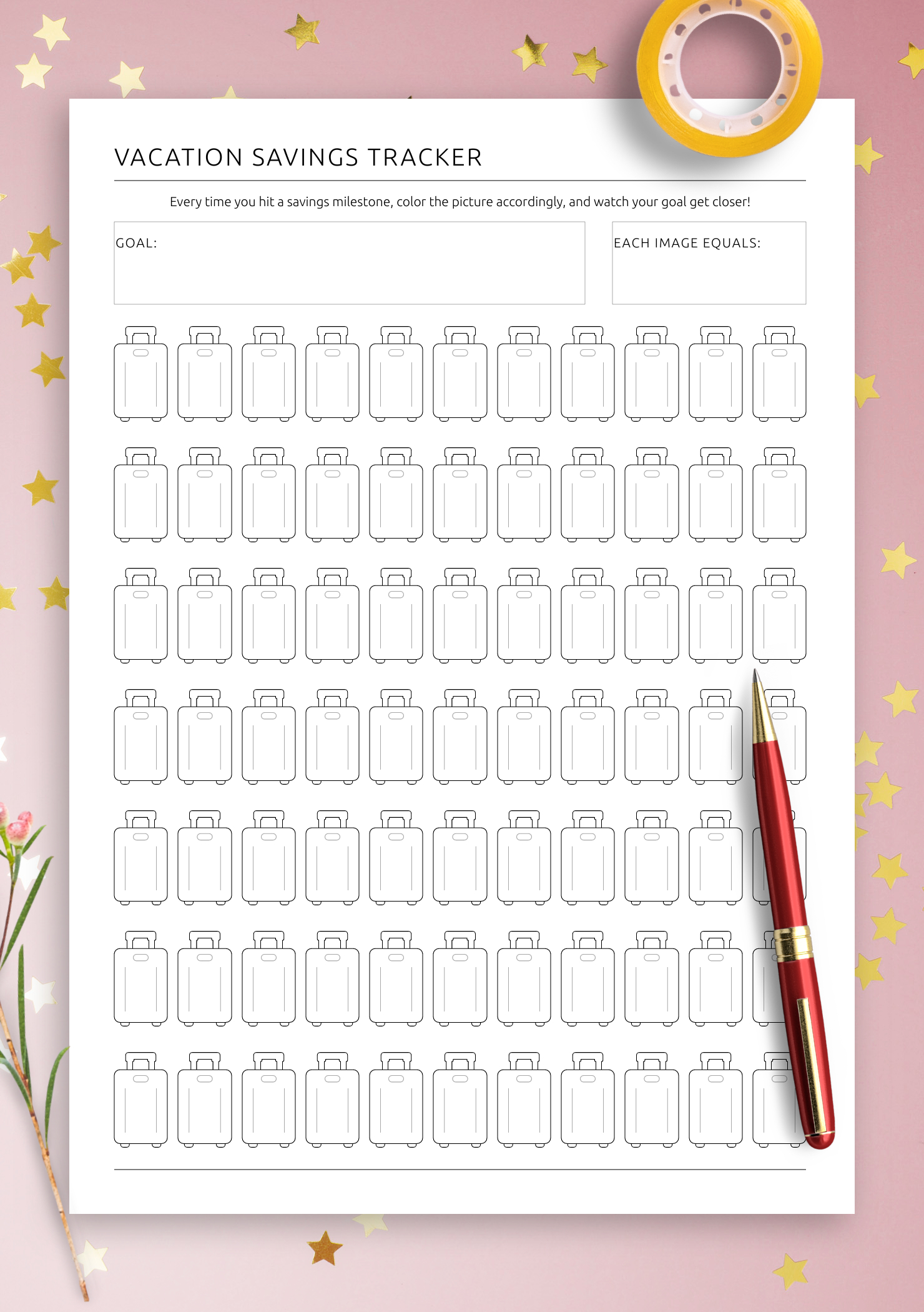 Download Vacation Savings Tracker Pdf: Printable Or Digital with Savings Tracker Printable Free Download