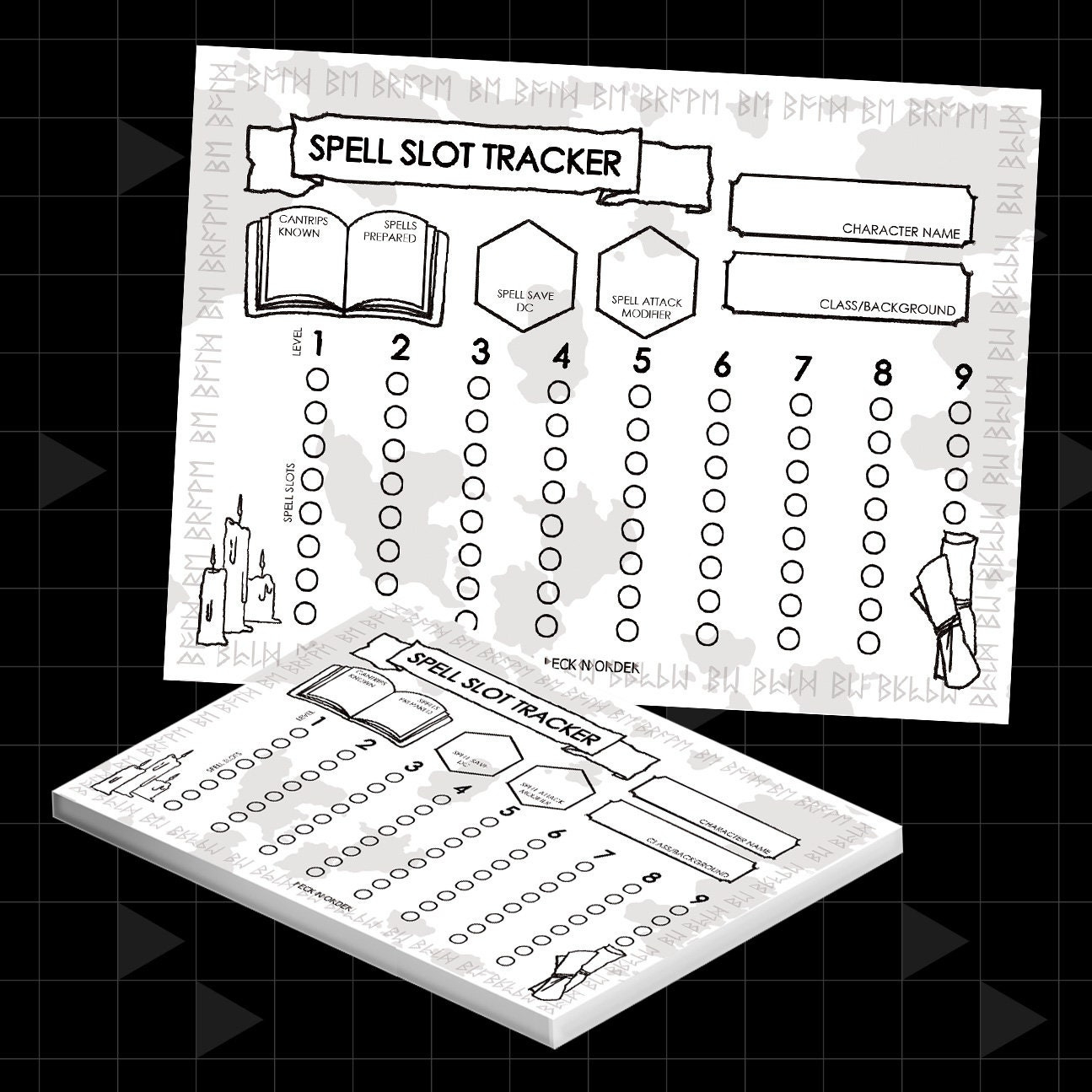 Dungeons And Dragons 5E Spell Slot Tracker Character Sheet Papier  Notizblock | Dnd Zubehör Für Player, Dungeon Master Dm Screen Inserts Art with Spell Slot Tracker Printable