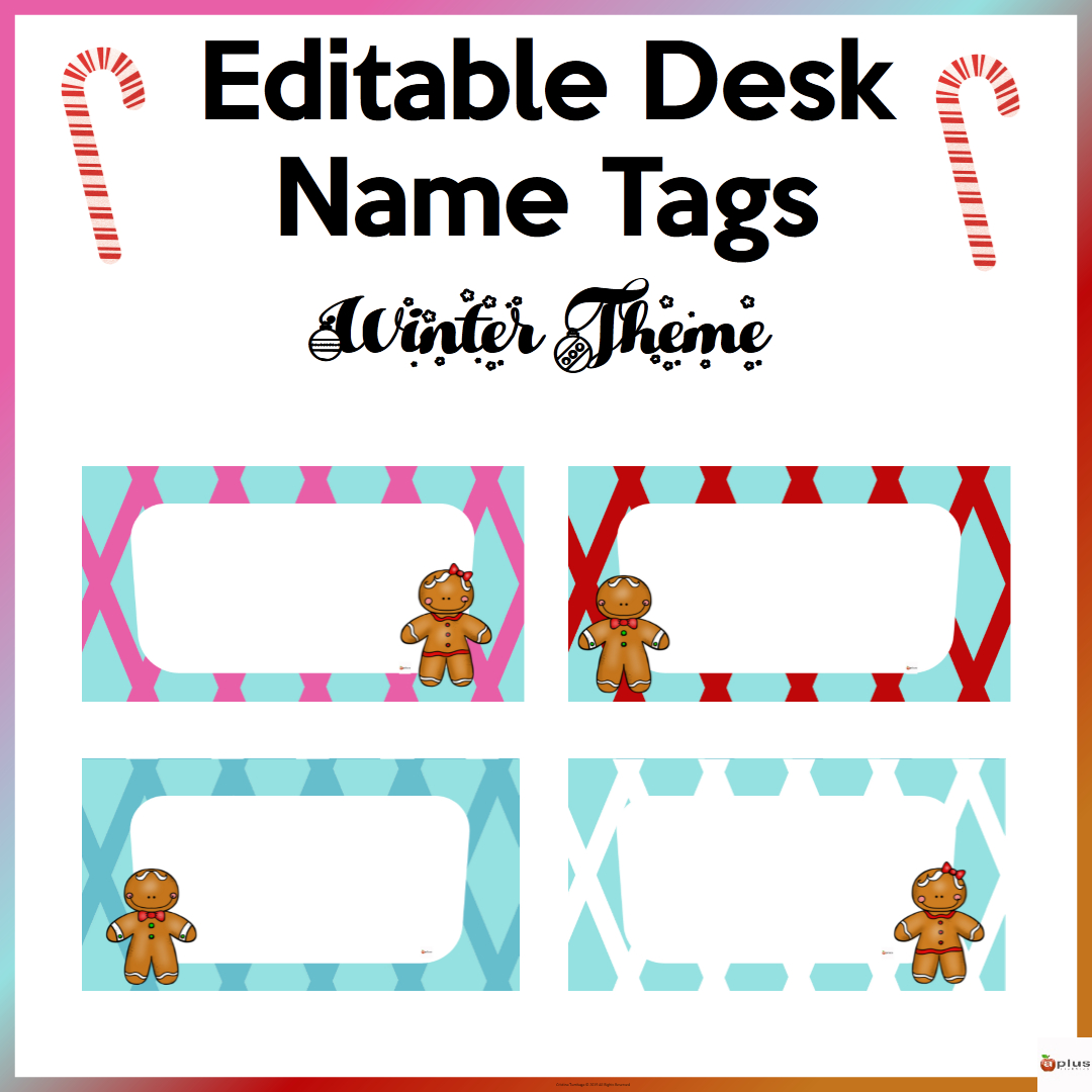 Editable Desk Name Tags Winter Theme | Madeteachers throughout Winter Name Tags Printable