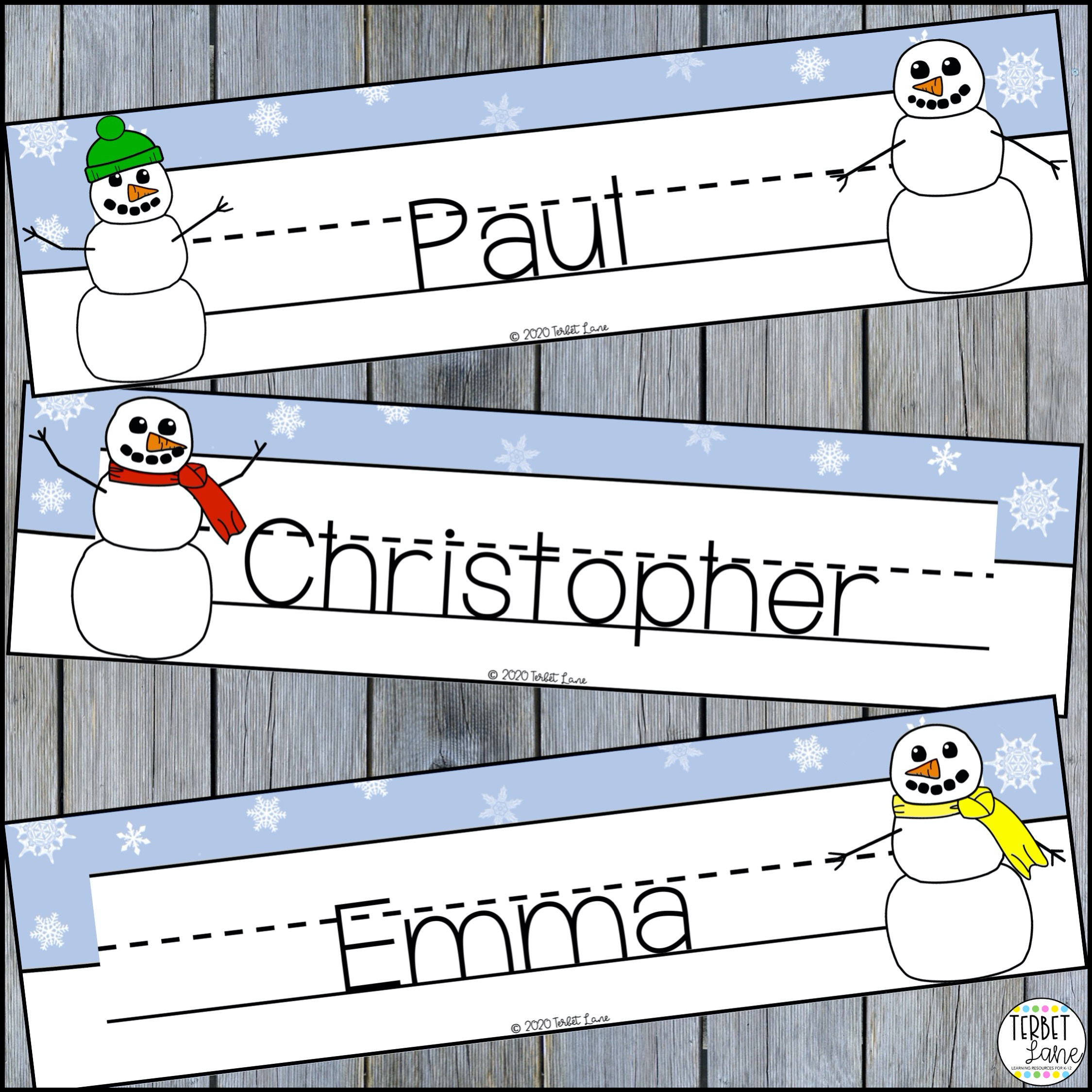 Editable Desk Name Tags | Winter Themed Desk Name Plates - Classful throughout Winter Name Tags Printable