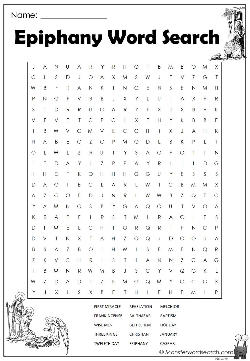Epiphany Word Search - Monster Word Search inside Free Epiphany Printables