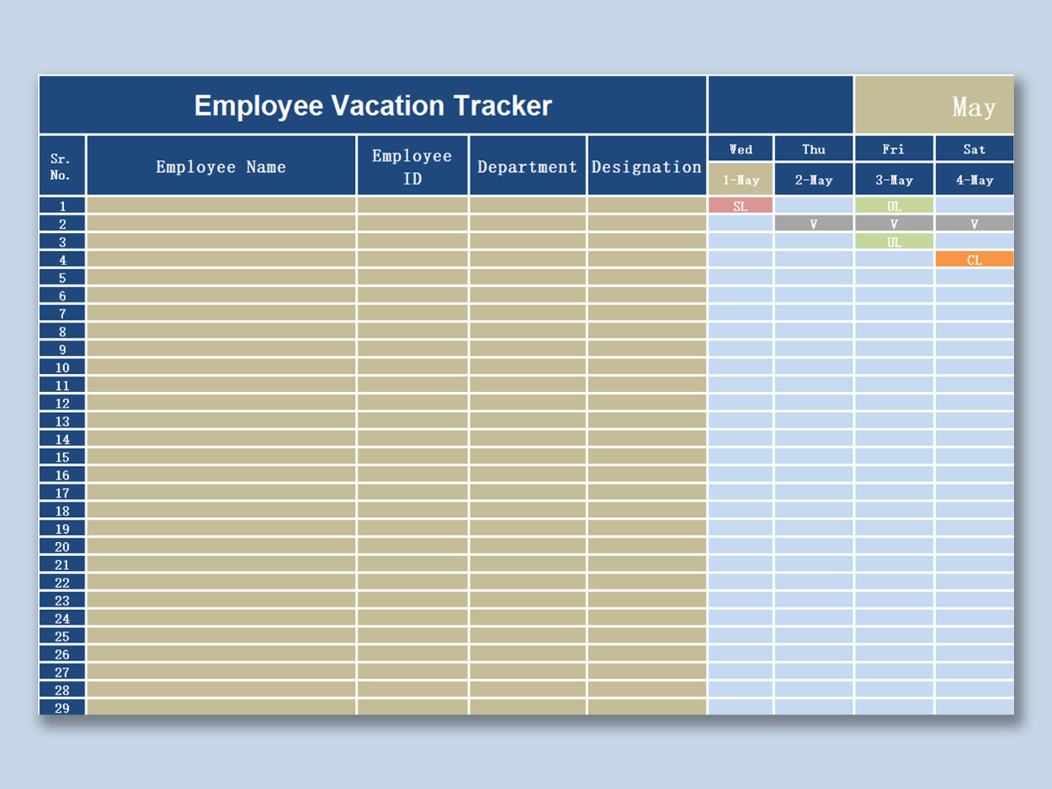 Excel Of Employee Vacation Tracker.xlsx | Wps Free Templates in Printable Employee Vacation Tracker