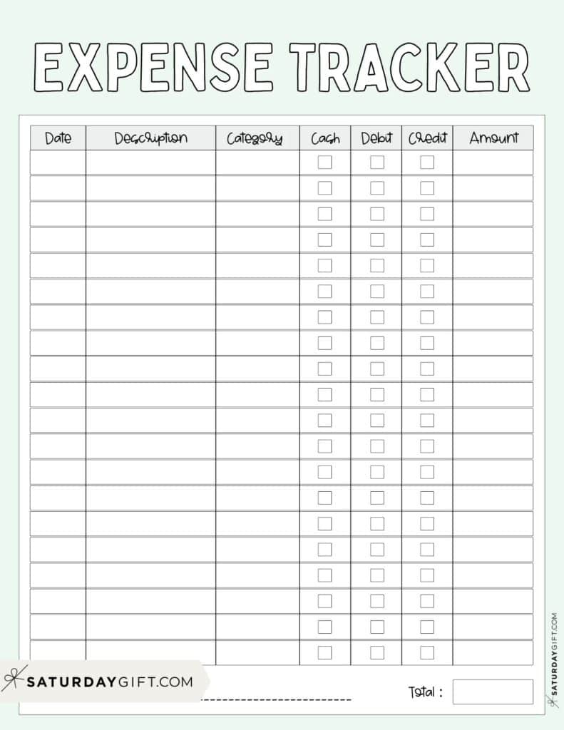 Expense Tracker Printable - 26 Cute &amp;amp; Free Spending Logs for Daily Expense Tracker Printable