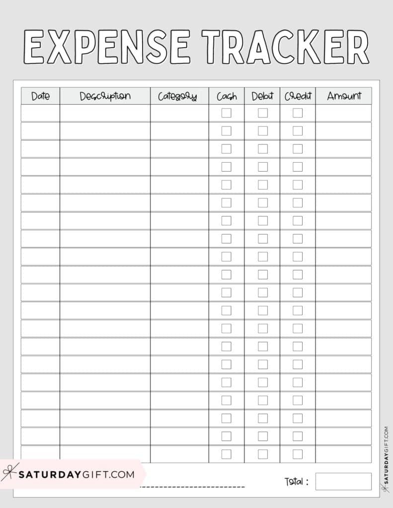 Expense Tracker Printable - 26 Cute &amp;amp; Free Spending Logs for Free Printable Business Expense Tracker