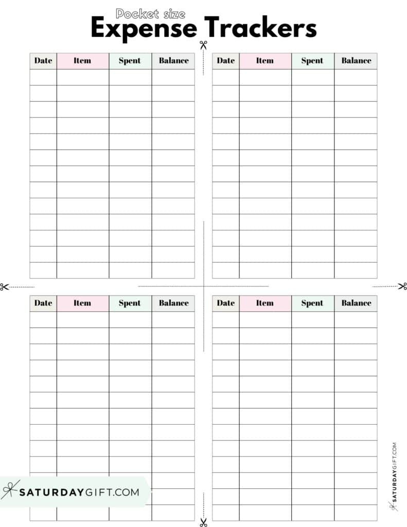 Expense Tracker Printable - 26 Cute &amp;amp; Free Spending Logs in Free Printable Expense Tracker Template