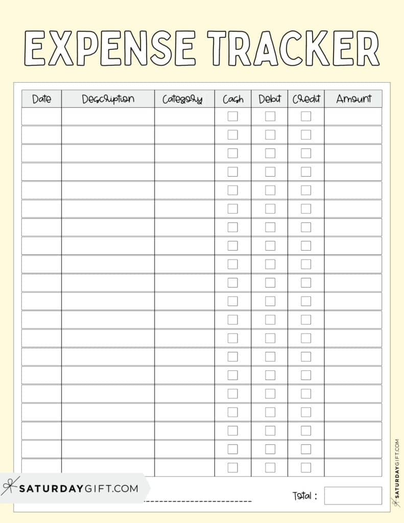 Expense Tracker Printable - 26 Cute &amp;amp; Free Spending Logs within Free Printable Expense Tracker Template
