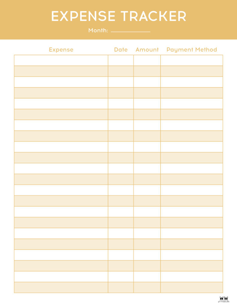 Expense Tracker Printables - 25 Free Options | Printabulls with Free Printable Business Expense Tracker