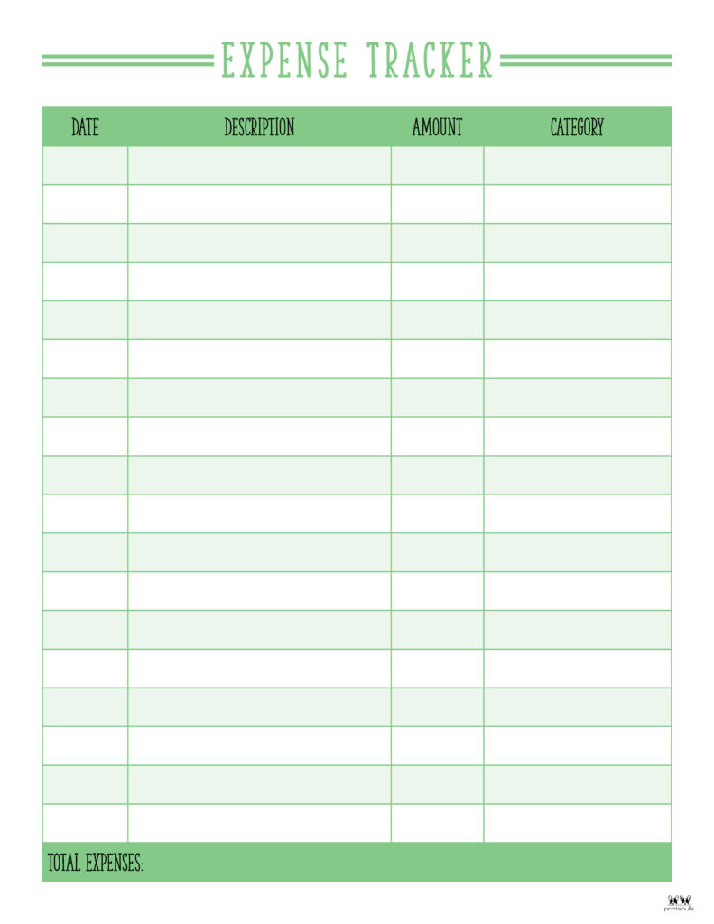 Expense Tracker Printables - 25 Free Options | Printabulls within Business Expense Tracker Printable