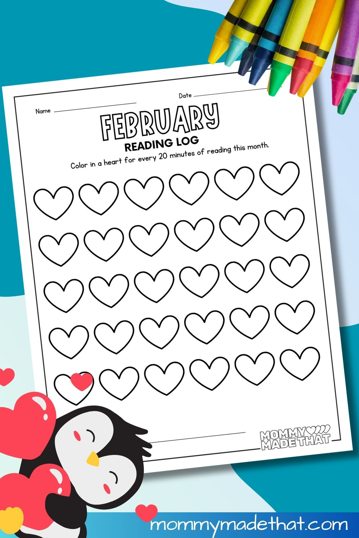 February Reading Log (Free Printable) with February Reading Log Printable