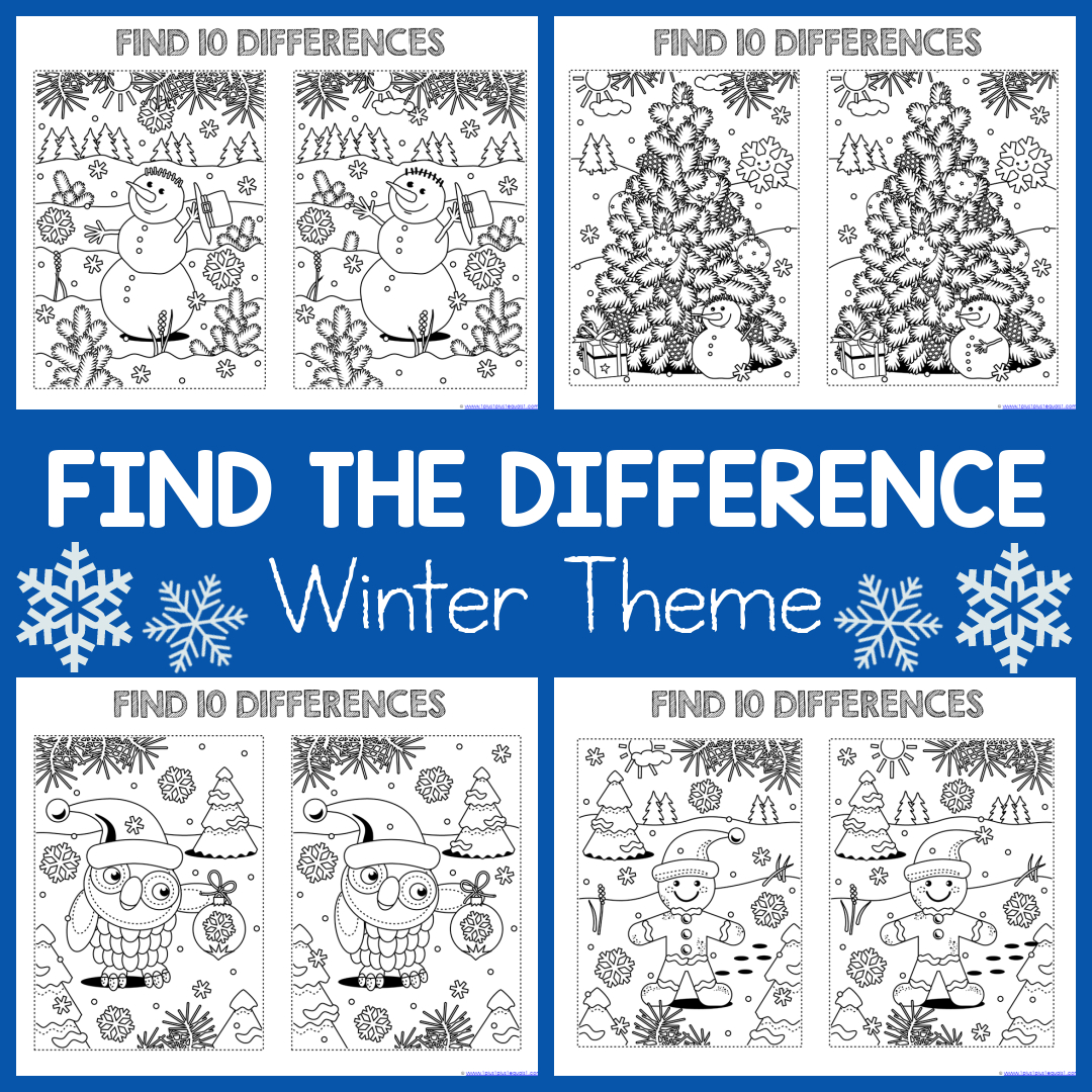 Find The Differences ~ Winter Edition - 1+1+1=1 throughout Winter Spot The Difference Printable Free