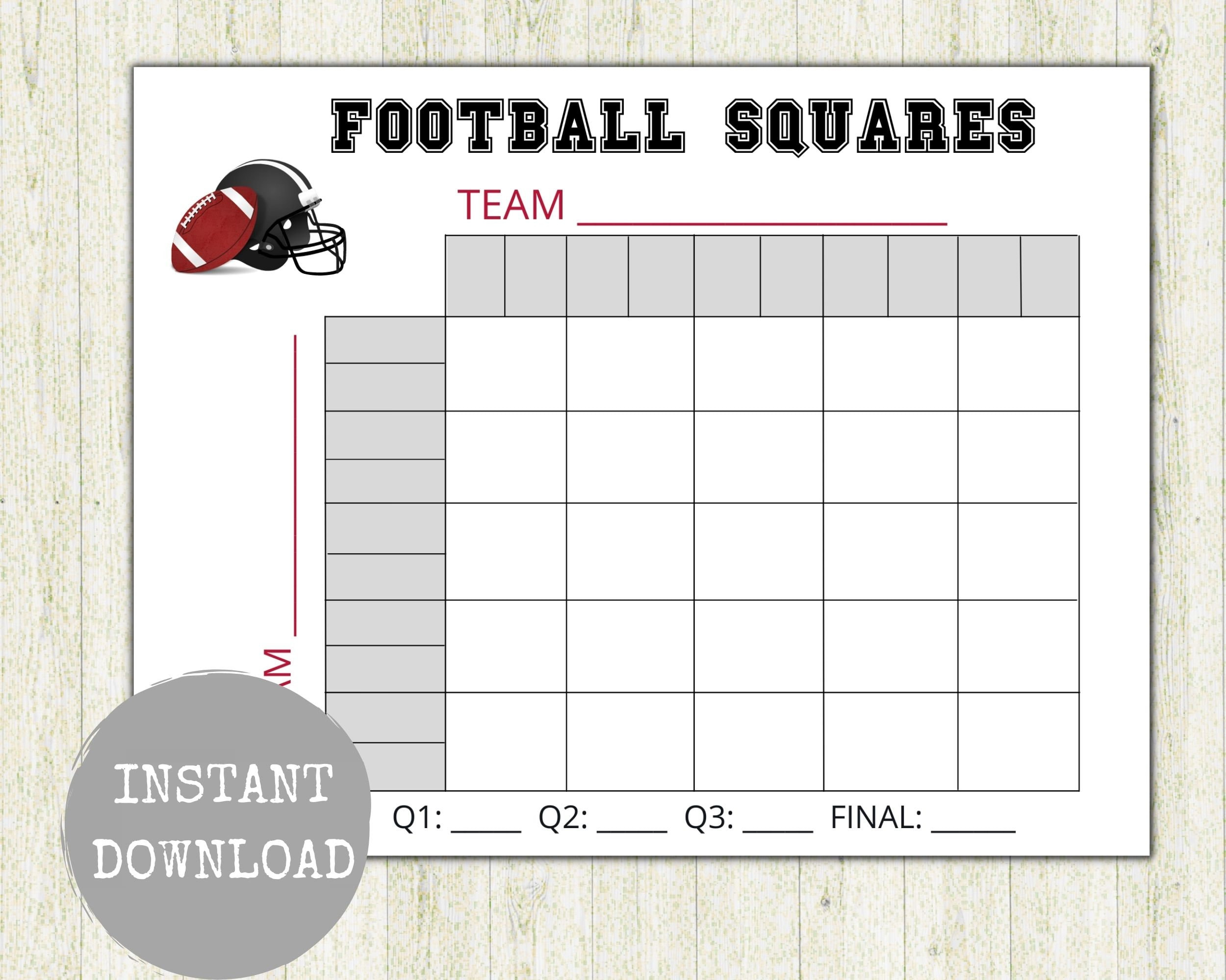 Football Squares Game, 25 Squares Football Squares, Bowl Squares inside Super Bowl Board Printable 25 Squares