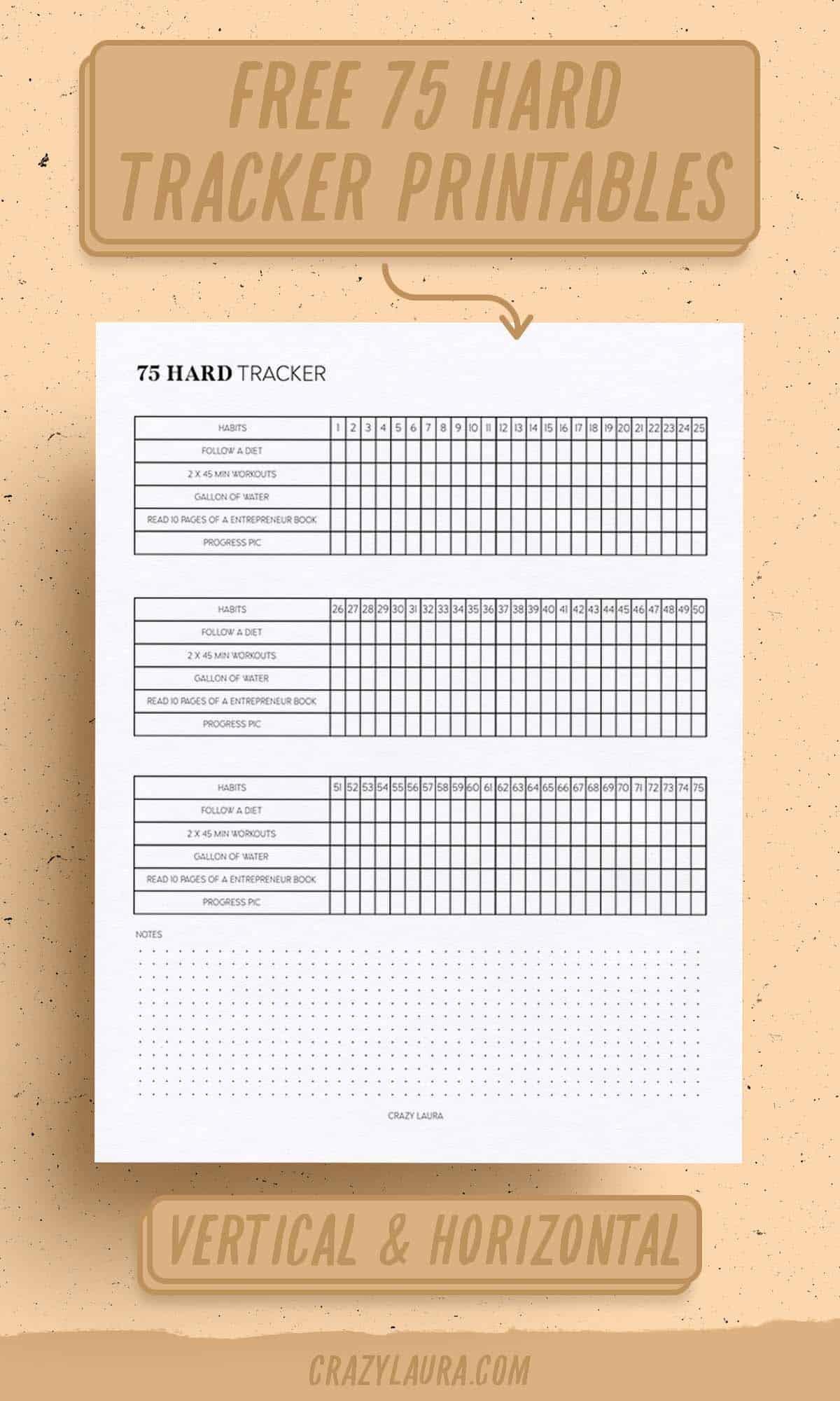Free 75 Hard Tracker Printable With Two Versions For 2026 pertaining to Pdf Printable 75 Hard Challenge Tracker Free