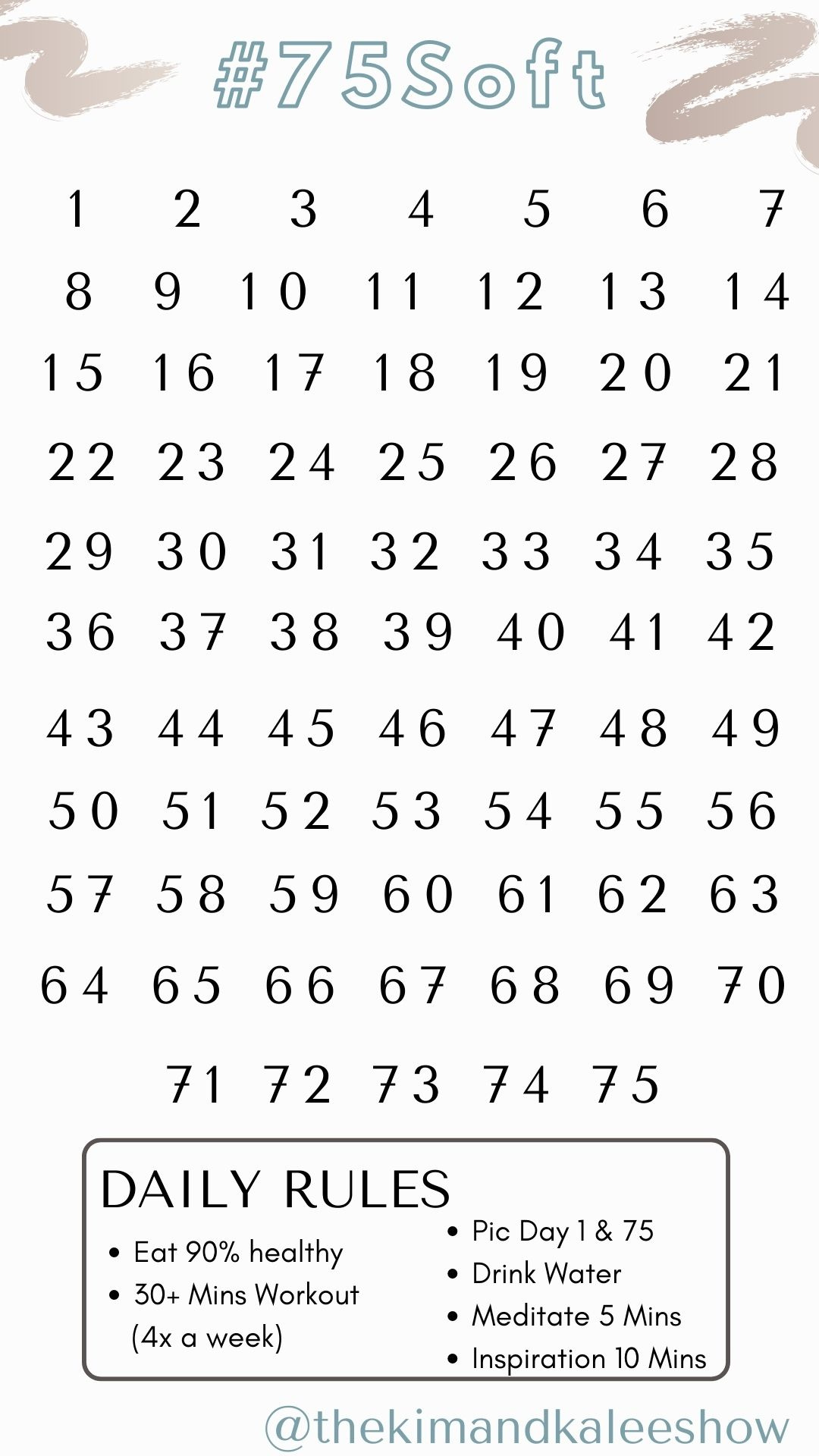 Free 75 Soft Printable Calendar, Worksheet &amp;amp; Template – 75 Soft inside 75 Soft Printable Tracker