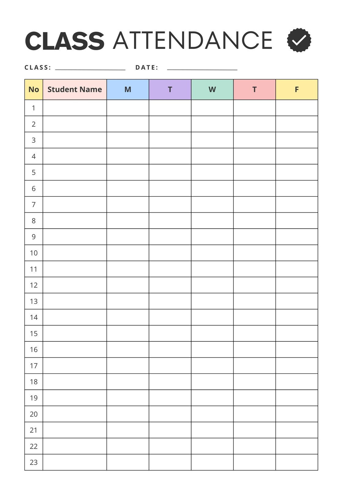 Free And Customizable Attendance Templates for Free Printable Attendance Tracker