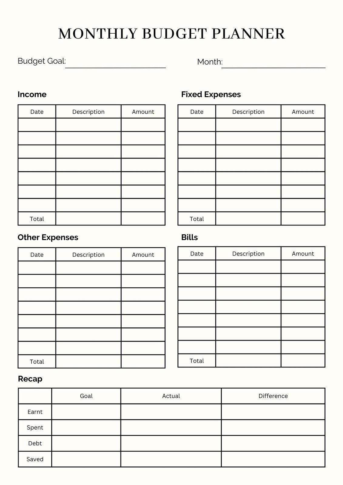 Free And Customizable Budget Templates with Budget Expense Tracker Printable