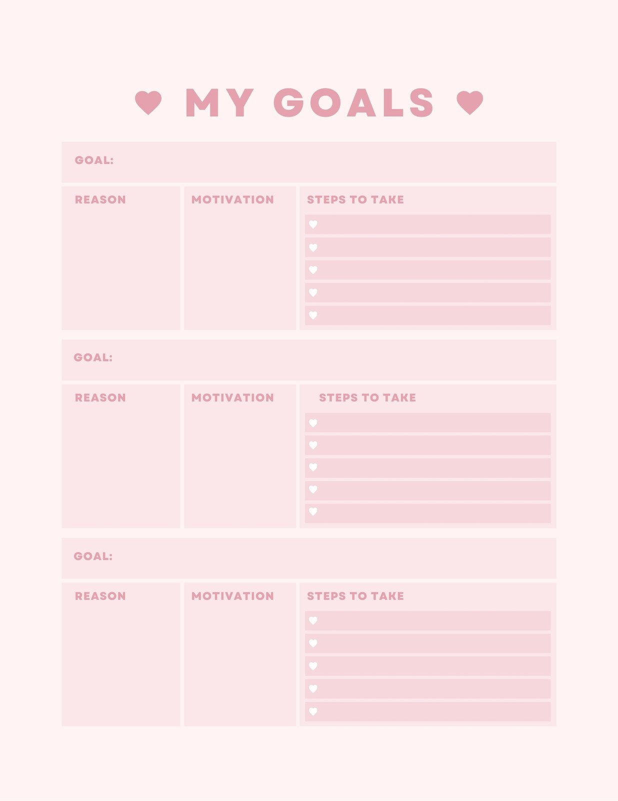 Free And Customizable Goals Templates inside Printable Goal Tracker Template