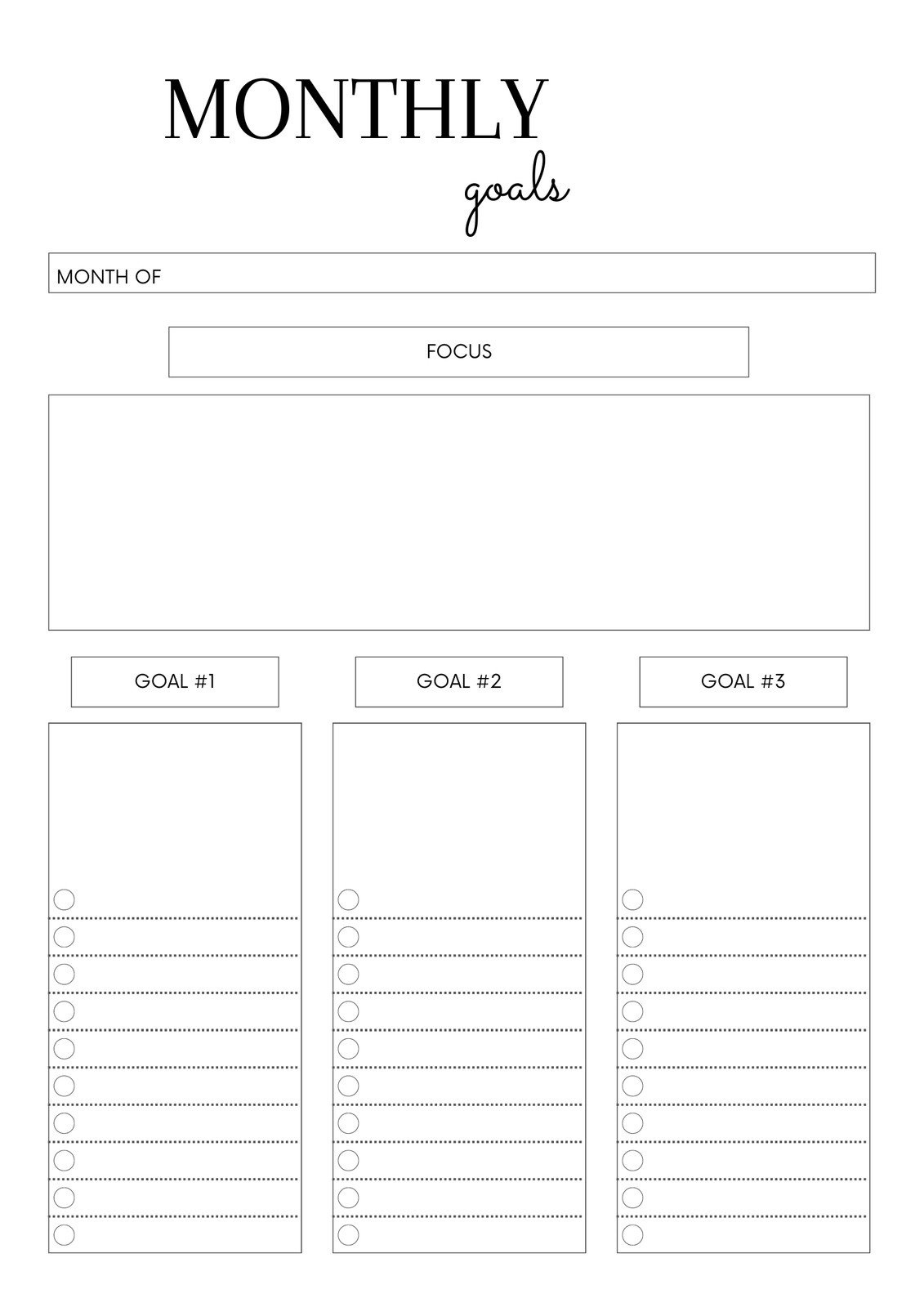 Free And Customizable Goals Templates throughout Printable Monthly Goal Tracker