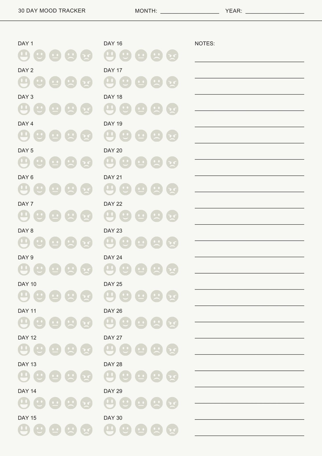 Free And Customizable Mood Templates regarding Mood Tracker Journal Printable