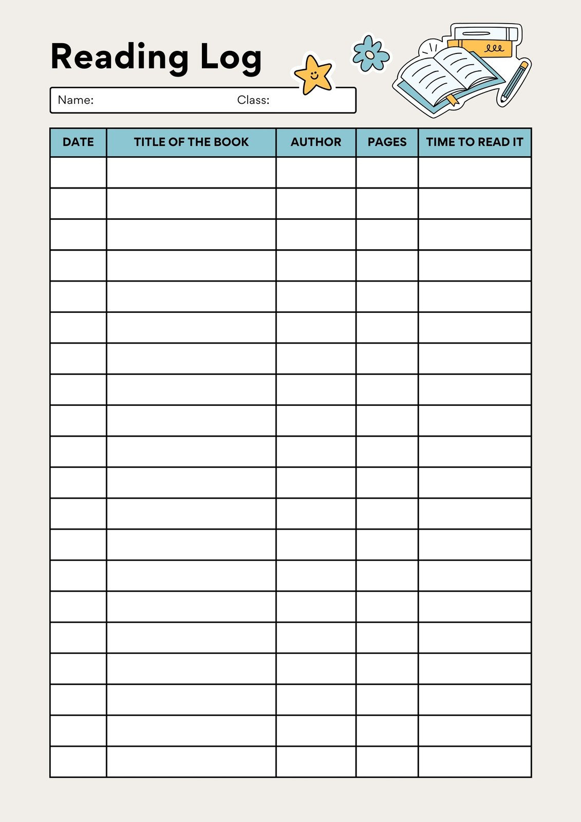 Free And Customizable Reading Log Templates for Reading Log Printable