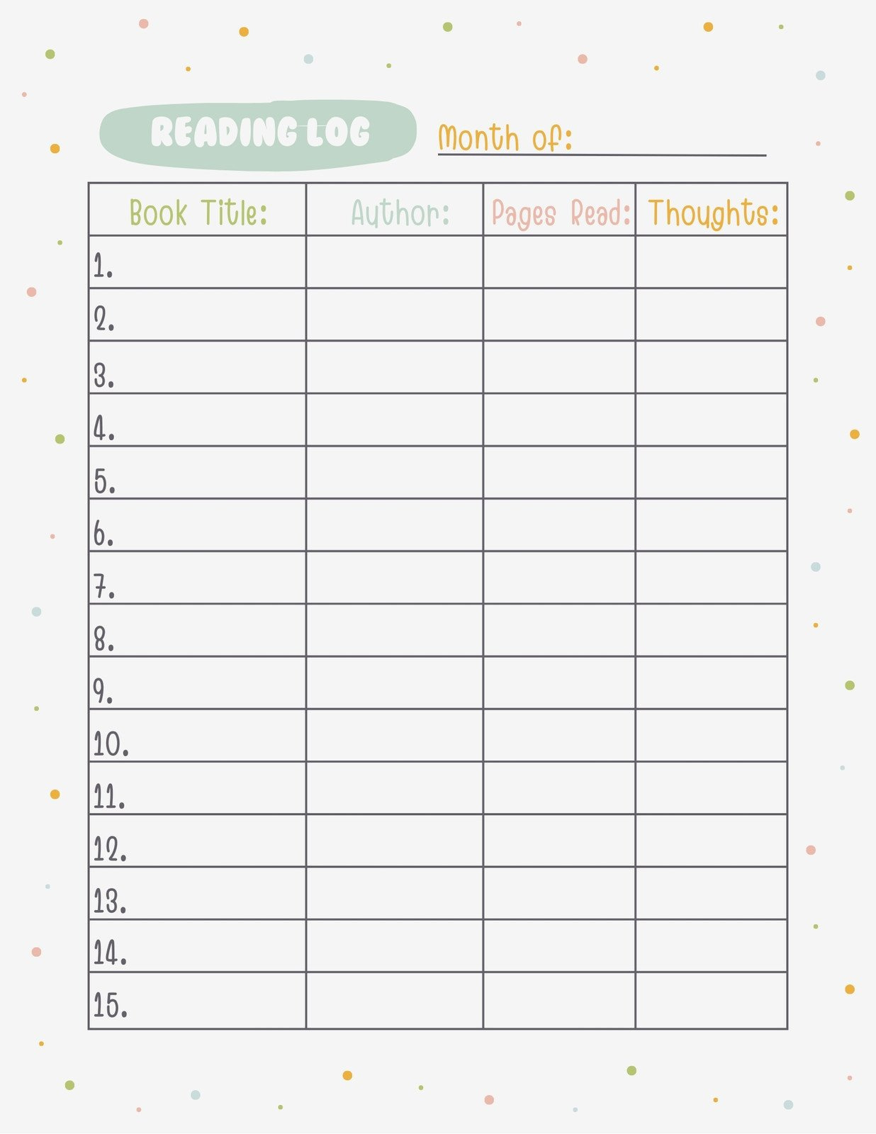 Free And Customizable Reading Log Templates pertaining to Free Printable Daily Reading Log