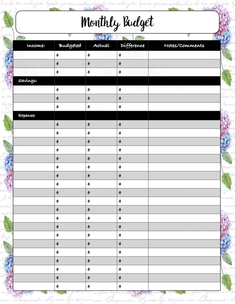 Free Budgeting Printables: Expenses, Goals, &amp;amp; Monthly Budget within Monthly Spending Tracker Printable