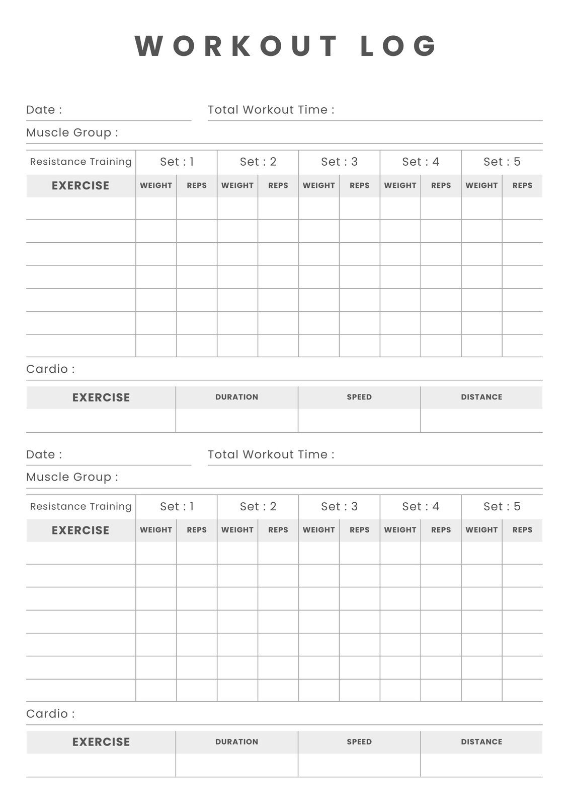 Free, Custom Printable Workout Planner Templates Online | Canva with regard to Printable Exercise Tracking Sheet
