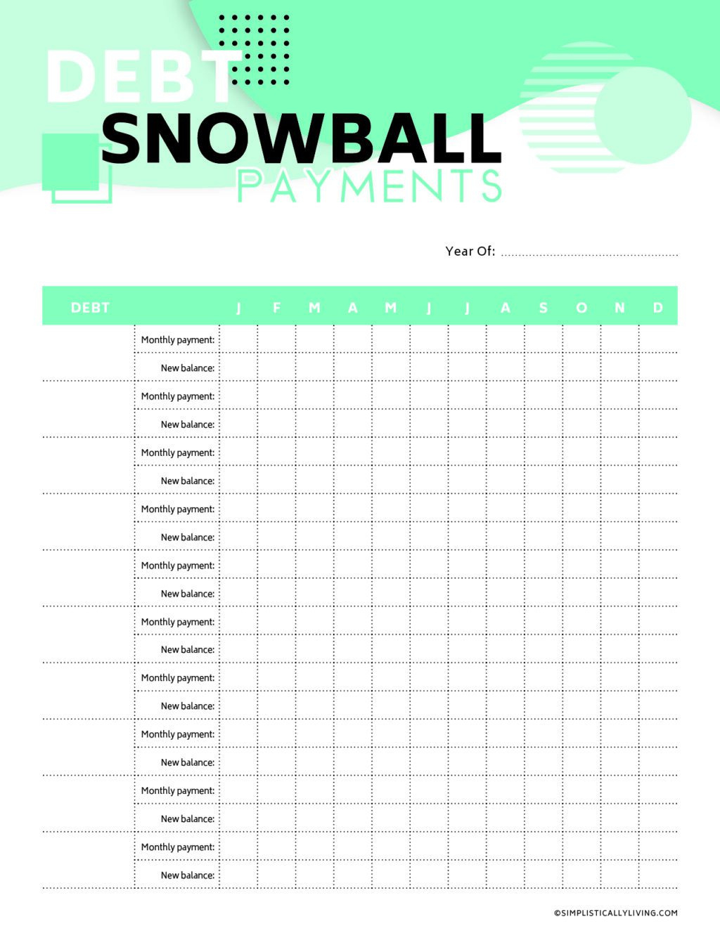 Free Debt Snowball Printable Worksheets – Simplistically Living with Debt Snowball Tracker Printable Free
