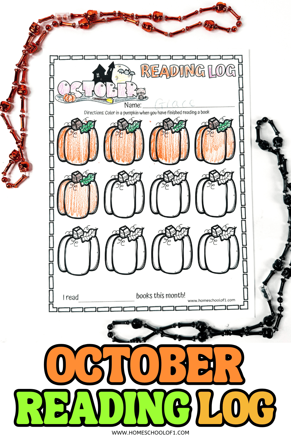 Free October Reading Log Printable within October Reading Log Printable
