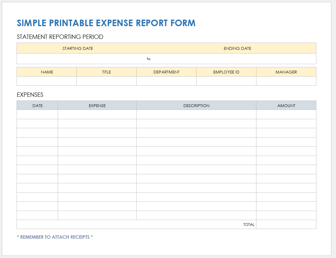 Free Pdf Expense Report Templates And Forms | Smartsheet in Free Printable Business Expense Tracker