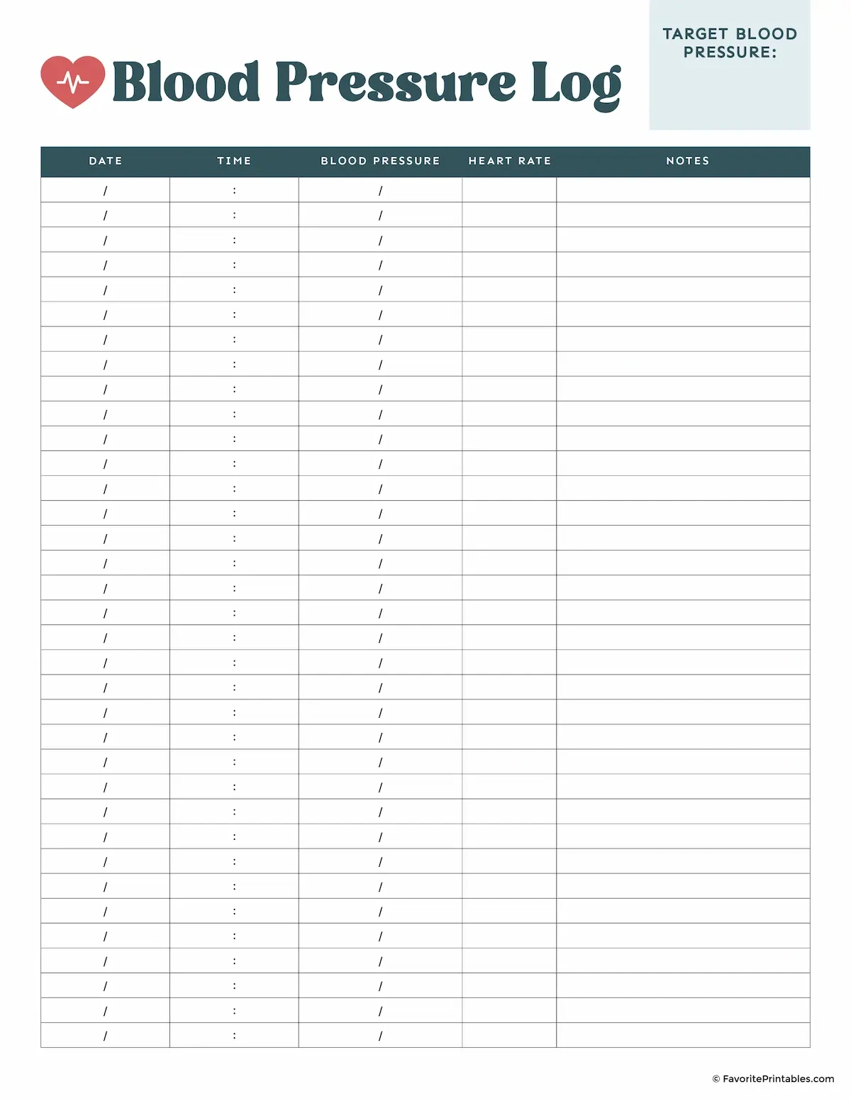 Free Printable Blood Pressure Log - Favorite Printables regarding Printable Blood Pressure Tracker
