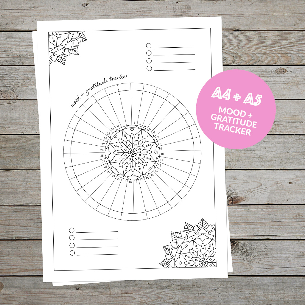 Free Printable Bullet Journal Tracker - Gratitude And Mood Tracker intended for Mood Tracker Bullet Journal Free Printable