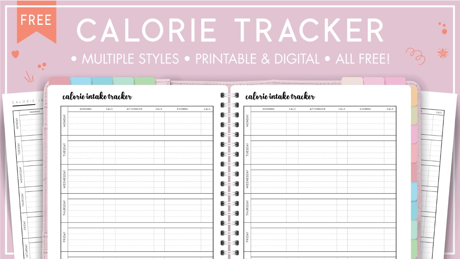 Free Printable Calorie Tracker - World Of Printables for Daily Calorie Tracker Printable