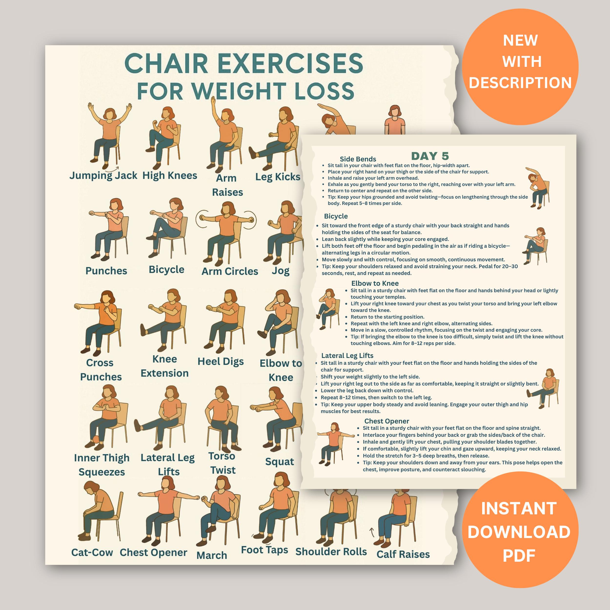 Free Printable Chair Exercises Chair Exercise Chart For Weightloss pertaining to Free Printable Chair Yoga Routine